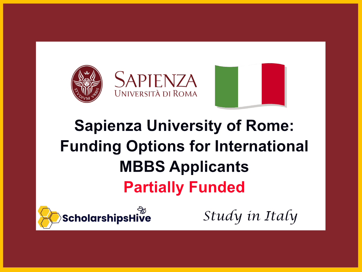 Sapienza University of Rome: Funding Options for International MBBS Applicants, Italy | Partial Funding