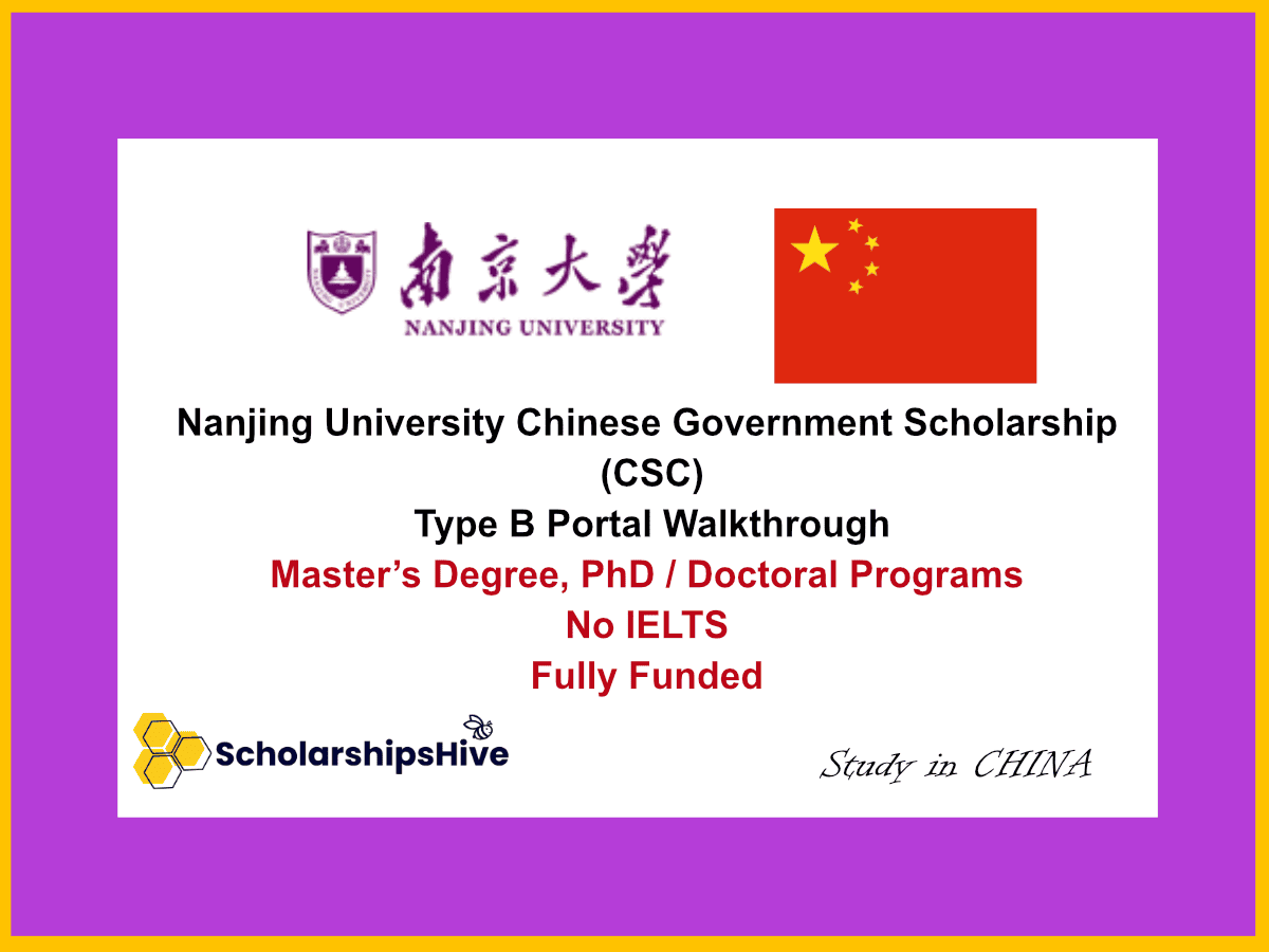 Nanjing University Chinese Government Scholarship (CSC) Type B Portal Walkthrough China