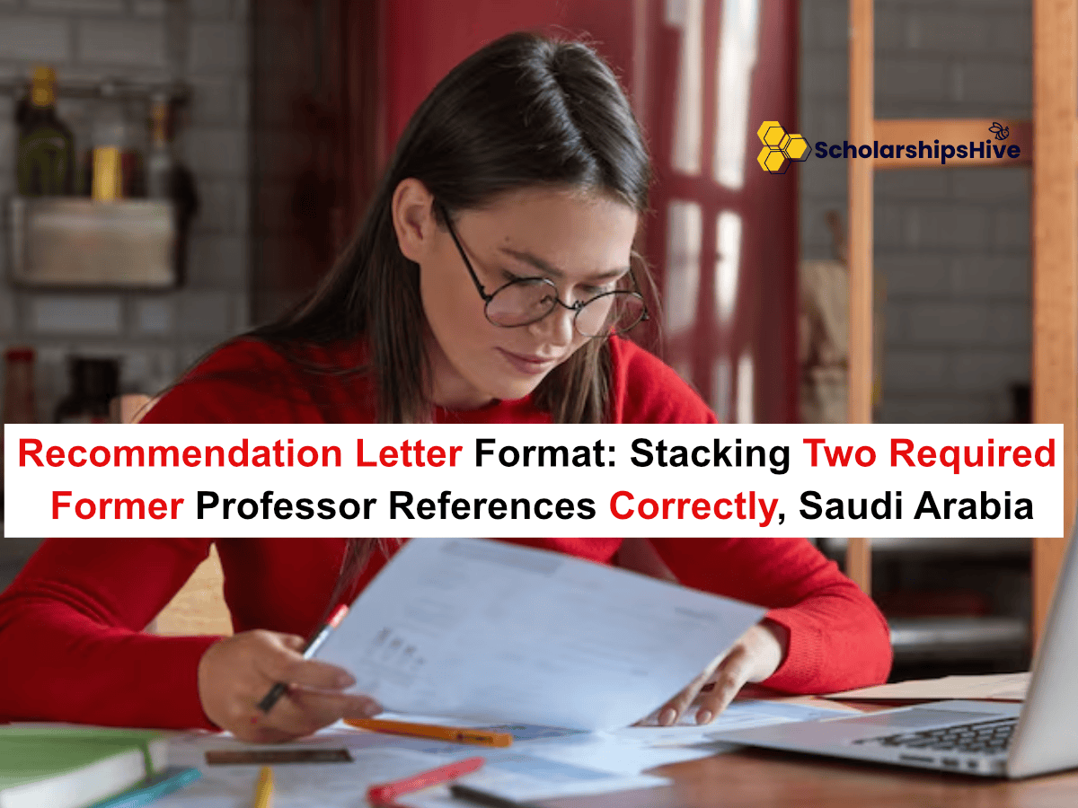 The Recommendation Letter Format: Stacking the Two Required Former Professor References Correctly, Saudi Arabia